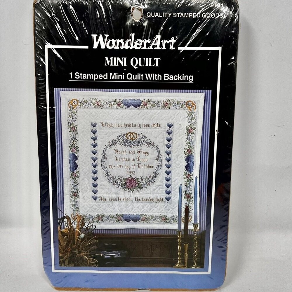 WonderArt Anniversary /Wedding Lap Quilt/Wall Hanging Kit 36”X 36” New Old Stock